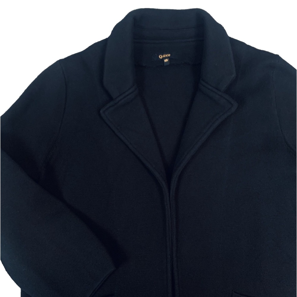 Quince Organic Cotton Knit Blazer Women’s XS Black Old Money Academia